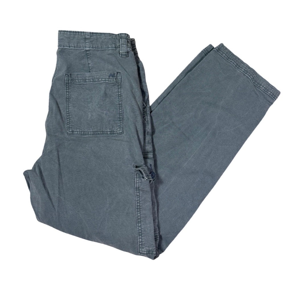 American Eagle Cargo Pants Womens 14 Gray Blue Stretch Straight Leg‎ Utility